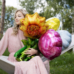 Шар (32''/81 см) Цветок, Роза, Розовый, 1 шт. в уп., 21730P