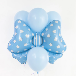 Шар (36''/91 см) Фигура, Бант, белые звездочки, Голубой, 1 шт. в уп., 220977