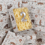 Свеча Цифра, 2 Грани, Серебро, Металлик, 4,2*6 + 4,5 см, 1 шт. с держат., 802752