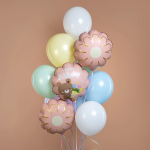 Шар (21''/53 см) Цветок, Ромашка, Золотые лепестки, Розовый, Сатин, 1 шт., 26823