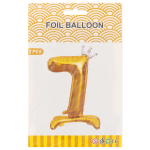 Шар (32''/81 см) Цифра на подставке, 7 Серебристая корона, Золото, 1 шт. в уп., 24187