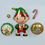 Шар (12''/30 см) Мини-фигура, Леденец трость, Красный/Зеленый, 1 шт., 902844VE