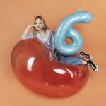 Шар (40''/102 см) Цифра, 6, Голубой, Матовый, 1 шт. в уп., 24116