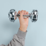 Шар с клапаном (13''/33 см) Мини-фигура, Гантель, Серебро, 5 шт. в уп. (цв.этик.), 27416S5