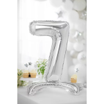 Шар (32''/81 см) Цифра на подставке, 7, Серебро, 1 шт. в уп., 134017