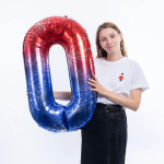 Шар (40''/102 см) Цифра, 0 Героическая тема, Красный/Синий, 1 шт. в уп., 26970