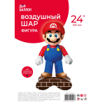 Шар 3D (24''/61 см) Фигура на подставке, Водопроводчик Марио, 1 шт. в уп., 24404