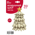 Шар (51''/130 см) Фигура 3D, Новогодняя елка, Кремовый, Сатин, 1 шт. в уп., 26704