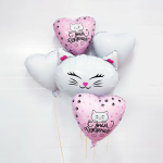 Шар (26''/66 см) Фигура, Кошечка, Белый, 1 шт. в уп., 220632