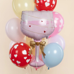 Шар (35''/89 см) Фигура, Бокал, Золотой бант, Розовый, 1 шт., 27478