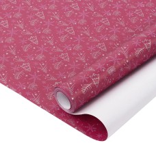 Упаковочная бумага, Крафт 60гр (0,68*10 м) Новогодние елочки, Красный, 1 шт., 989698