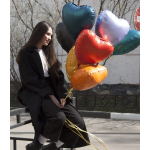 Шар (18''/46 см) Сердце, Черный, Сатин, 1 шт., 180000SFK