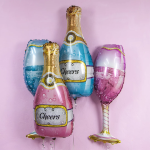 Шар (32''/81 см) Фигура, Бокал Шампанское, Голубой, 1 шт., 19704