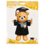 Шар 3D (61''/155 см) Мишка Выпускник, 1 шт. в уп., 27287