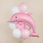 Шар (46''/117 см) Фигура, Дельфин, Розовый, Сатин, 1 шт., 27419