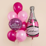 Шар (39''/99 см) Фигура, Бутылка Шампанское, Розовый, 1 шт. в уп., 190417PP