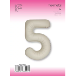 Шар (40''/102 см) Цифра, 5 Slim, Кремовый Латте, Матовый, 1 шт. в уп., B901915MCL