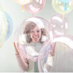 Шар (18''/46 см) Сфера, Deco Bubble, Желтый, Кристалл, 10 шт. в уп., 550035