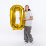 Шар (50''/127 см) Цифра, 0 XXL, Золото, 1 шт. в уп., 131160
