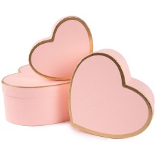 Набор коробок Сердце, Золотая кайма, Розовый, 22*20*9 см, 3 шт. в упак. , 504076
