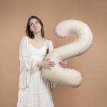 Шар (40''/102 см) Цифра, 2 Slim, Кремовый Латте, Матовый, 1 шт., 901912MCL