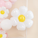 Шар (43''/109 см) Цветок, Ромашка, Белый, 1 шт. в уп., 19782P