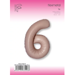 Шар (40''/102 см) Цифра, 6 Slim, Винтажная роза, Матовый, 1 шт. в уп., B901916MVR