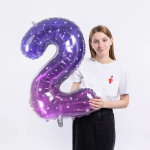 Шар (34''/86 см) Цифра, 2 Сияющий космос, Сиреневый, Градиент, 1 шт. в уп., 131022