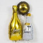 Шар (32''/81 см) Фигура, Бутылка Шампанское, Новогодние искры, Белый, 1 шт., 19706