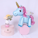 Шар (23''/58 см) Фигура 3D, Единорог с крыльями, Голубой, 1 шт. в уп., 15134P