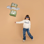 Шар (31''/79 см) Фигура, Деньги с крыльями, 1 шт. в уп., 13486