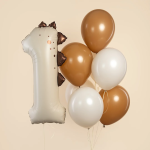 Шар (42''/107 см) Цифра, 1 Динозаврик, Бежевый, Сатин, 1 шт. в уп., 27711