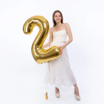 Шар (40''/102 см) Цифра, 2 Slim, Золото, 1 шт., 901912O