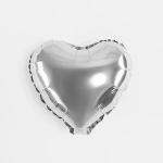 Шар с клапаном (10''/25 см) Мини-сердце, Серебро, Металлик, 1 шт., 27236