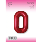 Шар (40''/102 см) Цифра, 0 Slim, Красный, Металлик, 1 шт. в уп., B901910R
