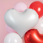 Шар (24''/61 см) Сердце, Люкс, Белый, Сатин, 1 шт. в уп., 26438