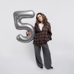 Шар (40''/102 см) Цифра, 5 Slim, Лунное Серебро, Матовый, 1 шт., 901915MMS