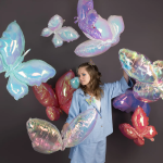 Шар (26''/66 см) Фигура, Бабочка (надув воздухом), Розовый, Хамелеон, 1 шт. в уп., 24991