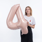 Шар (40''/102 см) Цифра, 4, Винтажная роза, Сатин, 1 шт. в уп., 26714