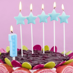 Свечи Звезда, на шпажках, Нежно-голубой, 3*3 + 12 см, 5 шт. с держат., 802953B