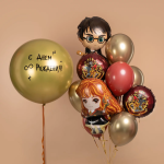 Шар (27''/69 см) Фигура, Маленький волшебник на метле, 1 шт. в уп., 24455