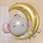 Шар (36''/91 см) Фигура, Полумесяц со слоненком, 1 шт. в уп., 26330