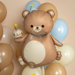 Шар (39''/99 см) Фигура, Мишка с кексиком, Коричневый, Сатин, 1 шт. в уп., 26417P