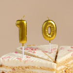 Свеча Цифра, 0 Воздушный шарик, на шпажке, Золото, Металлик, 5,5 см, 1 шт. с держат., 803250