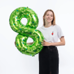 Шар (40''/102 см) Цифра, 8 Пиксели, Зеленый, 1 шт. в уп., 26908