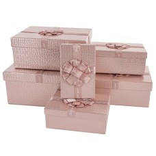 Набор коробок Кожа крокодила, Нежно-розовый, Металлик, 32*25*14 см, 6 шт. в упак. , 503918