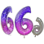 Шар (34''/86 см) Цифра, 6 Сияющий космос, Сиреневый, Градиент, 1 шт. в уп., 131026