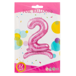 Шар (32''/81 см) Цифра на подставке, 2, Розовый, 1 шт. в уп., 24142