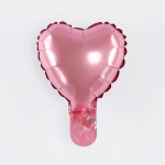 Шар с клапаном (5''/13 см) Микро-сердце, Розовый, 1 шт., 27229