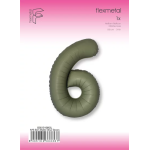 Шар (40''/102 см) Цифра, 6 Slim, Оливковый, Матовый, 1 шт. в уп., B901916MOL